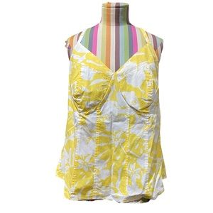 Torrid Yellow and White Floral Print Tank Top 0917